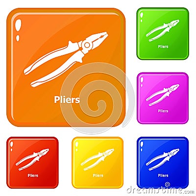 Pliers icons set vector color Vector Illustration