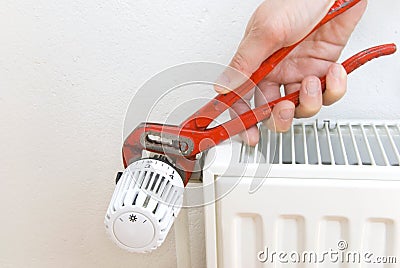 Pliers radiator plumber Stock Photo