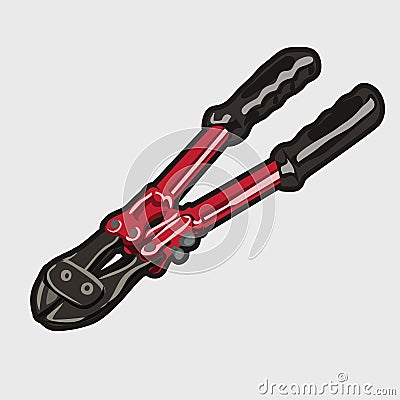 Pliers, tools closeup, black and red color Vector Illustration