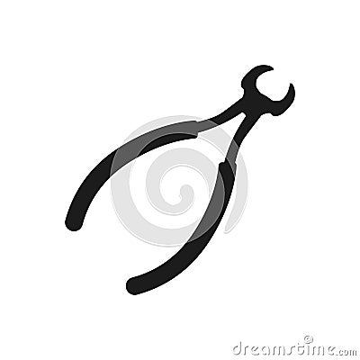 Pliers Vector black icon on white background. Vector Illustration