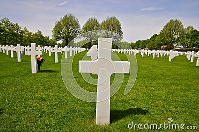 Plot with Crosses, Netherlands American Cemetery Margraten Editorial Stock Photo