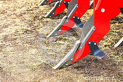 Plough close-up on the ground Stock Photo