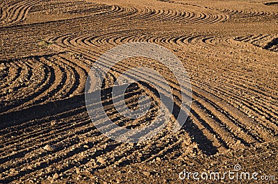 Ploughed cultivated farm field soil background Stock Photo