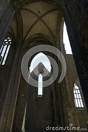 View of the ruins of the Abbey of Saint Mathieu in Brittany Editorial Stock Photo