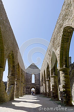 View of the ruins of the Abbey of Saint Mathieu in Brittany Editorial Stock Photo