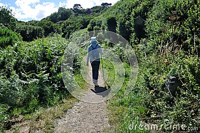 Hiker in Plouha in Brittany Editorial Stock Photo