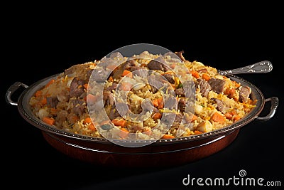 plov national uzbekistan food on the table of restaraunt Stock Photo