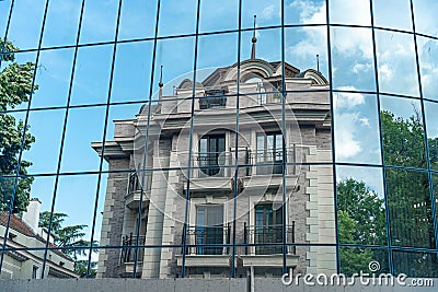 Reflection of the building in the mirrored wall Editorial Stock Photo