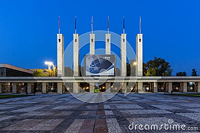 PLOVDIV, BULGARIA - SEPTEMBER 4, 2016: Sunset view of International Fair Plovdiv Editorial Stock Photo