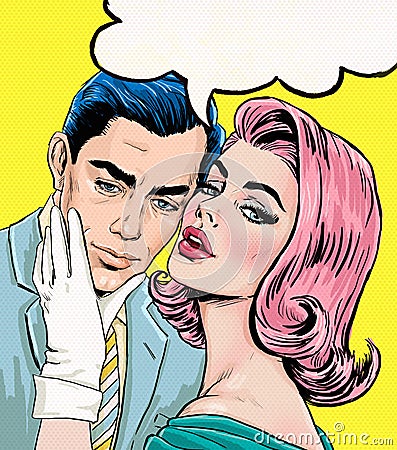 PLove couple.Pop Art Couple.Pop Art love. Cartoon Illustration