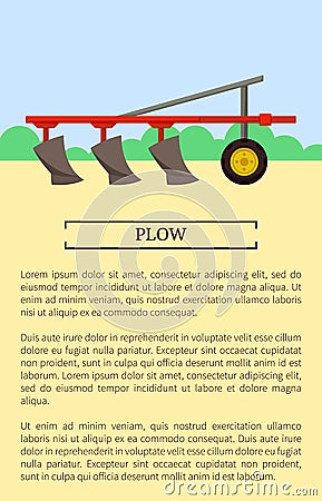 Plow Farming Device Poster Vector Illustration Vector Illustration