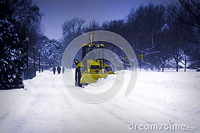 Plow truck clearing snow. Stock Photo