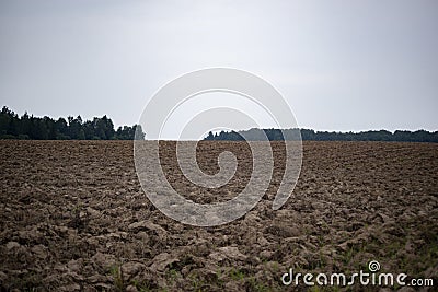 Plowed farm field Stock Photo