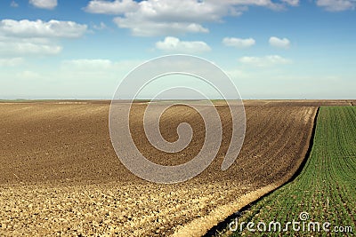 Plowed field agriculture spring Stock Photo