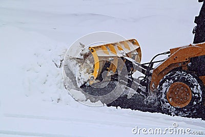 Plowing Snow Road Stock Photo