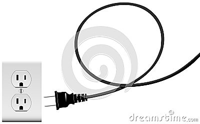 Plug in electric energy outlet cord loop Vector Illustration