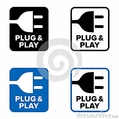 Plug & play hardware facility information sign Vector Illustration