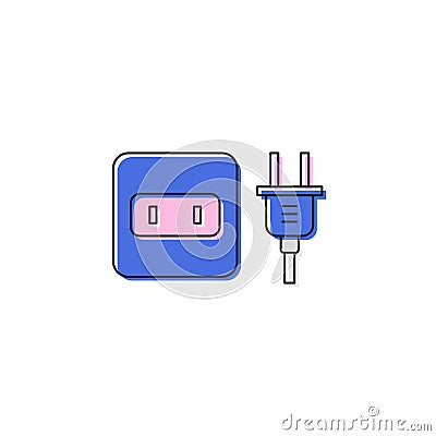 Plug socket vector icon symbol isolated on white background Vector Illustration