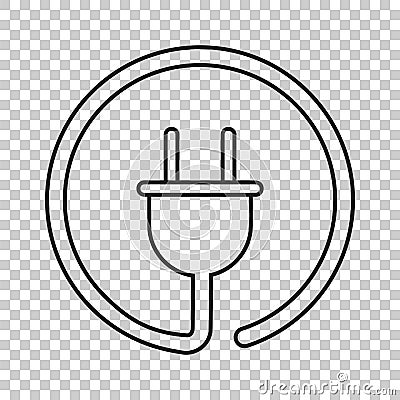 Plug vector icon in line style. Power wire cable flat illustration. Vector Illustration