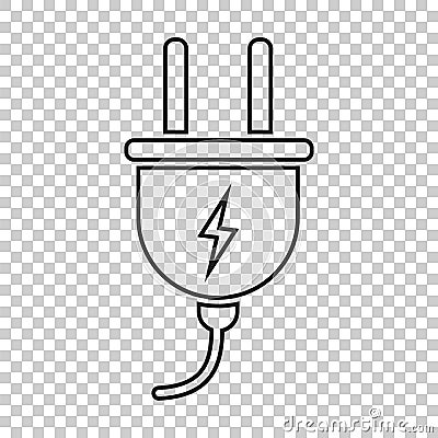 Plug vector icon in line style. Power wire cable flat illustration. Vector Illustration