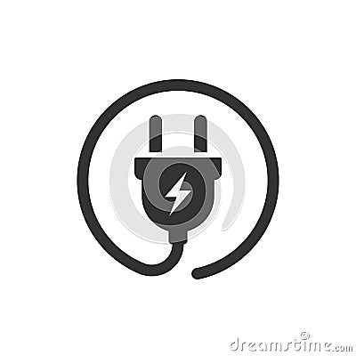 Plug vector icon. Power wire cable flat icon illustration Vector Illustration