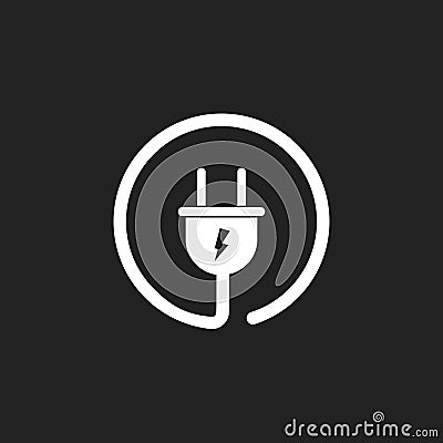 Plug vector icon. Power wire cable flat illustration Vector Illustration