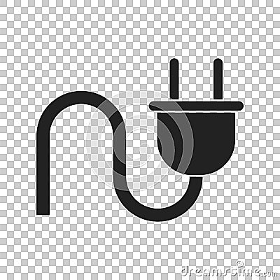 Plug vector icon. Power wire cable flat illustration Vector Illustration