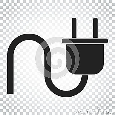 Plug vector icon. Power wire cable flat illustration. Simple bus Vector Illustration