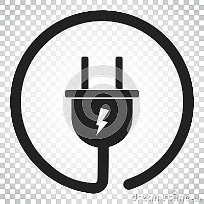Plug vector icon. Power wire cable flat illustration. Simple bus Vector Illustration