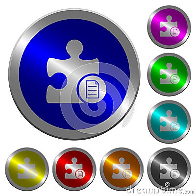 Plugin properties luminous coin-like round color buttons Stock Photo