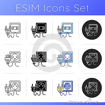 Plugs icons set Vector Illustration