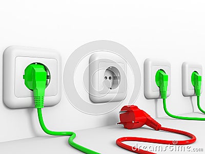 Plugs and socket. Cartoon Illustration