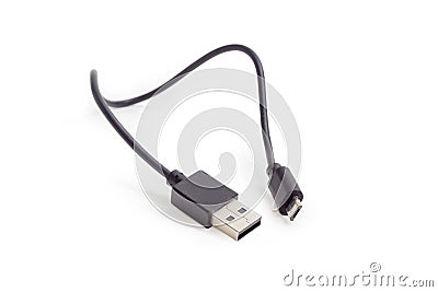 Plugs USB and micro-USB on ends of cable closeup Stock Photo