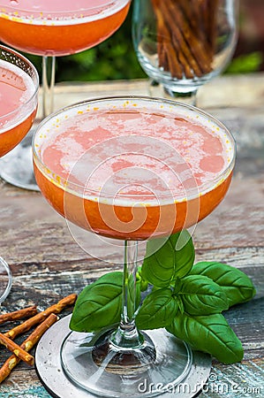Plum Bellini cocktail Stock Photo