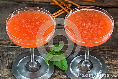 Plum Bellini cocktail Stock Photo