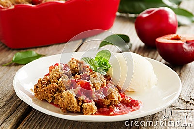 Plum crumble Stock Photo