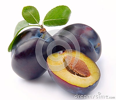 Plum and a half Stock Photo