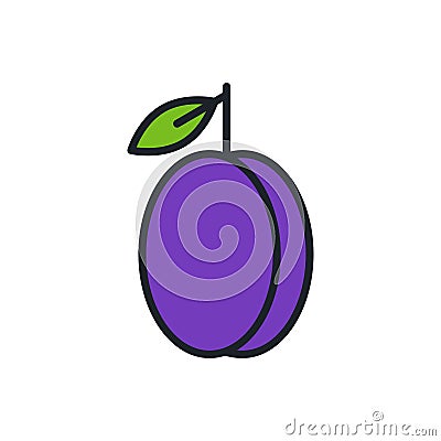 Plum icon. Linear color icon, contour, shape, outline. Thin line. Modern minimalistic design. Vector illustrations of Vector Illustration