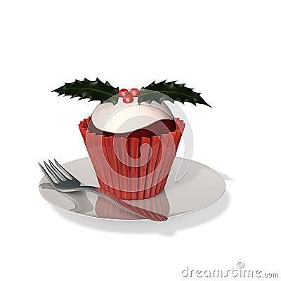 Plum Pudding Cupcake Stock Photo