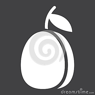 Plum solid icon, fruit and diet, vector graphics Vector Illustration