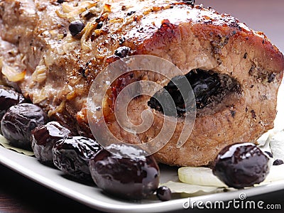 Plum staffed pork loin Stock Photo