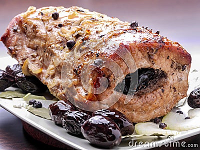 Plum staffed pork loin Stock Photo