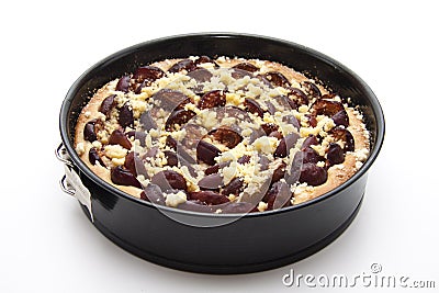 Plum tarts in the baking tin Stock Photo