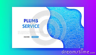 Plumb Service Landing Page Vector Illustration