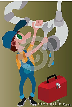 Plumber fixing some things Vector Illustration