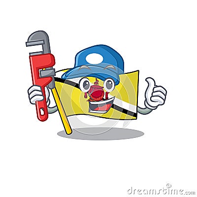 Plumber flag brunei darussalam with the character Vector Illustration