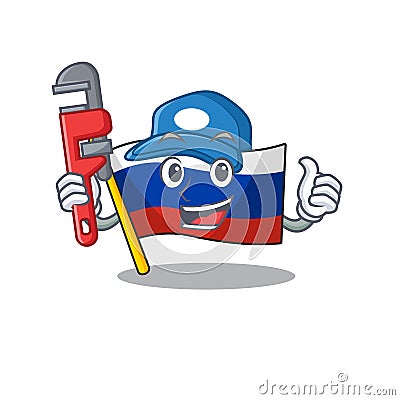 Plumber flag russia isolated in the cartoon Vector Illustration