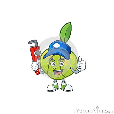 Plumber fruit elephant apple cartoon mascot style Vector Illustration