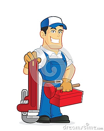 Plumber holding tools Vector Illustration