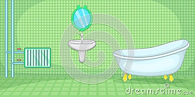 Plumber horizontal banner green, cartoon style Vector Illustration